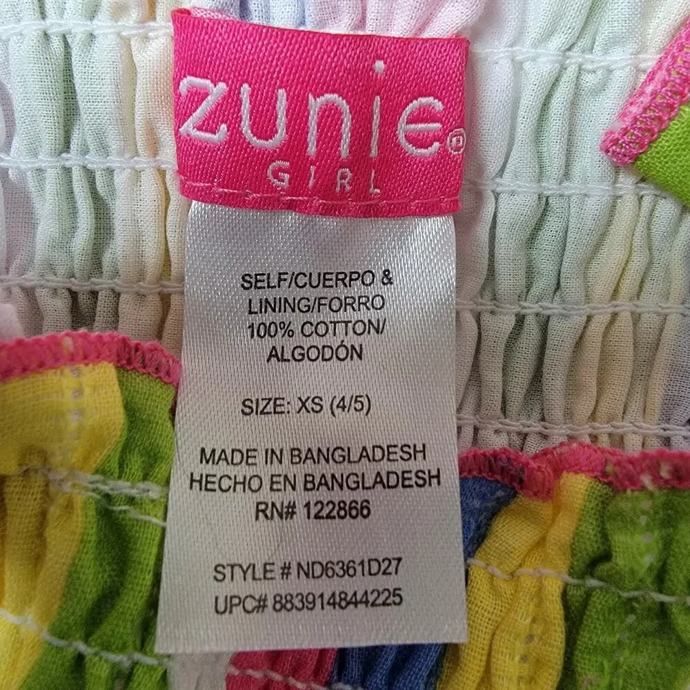 Zunie Girl A-Line Ruffled Straps Long Dress Multi Striped Size XS (4/5)